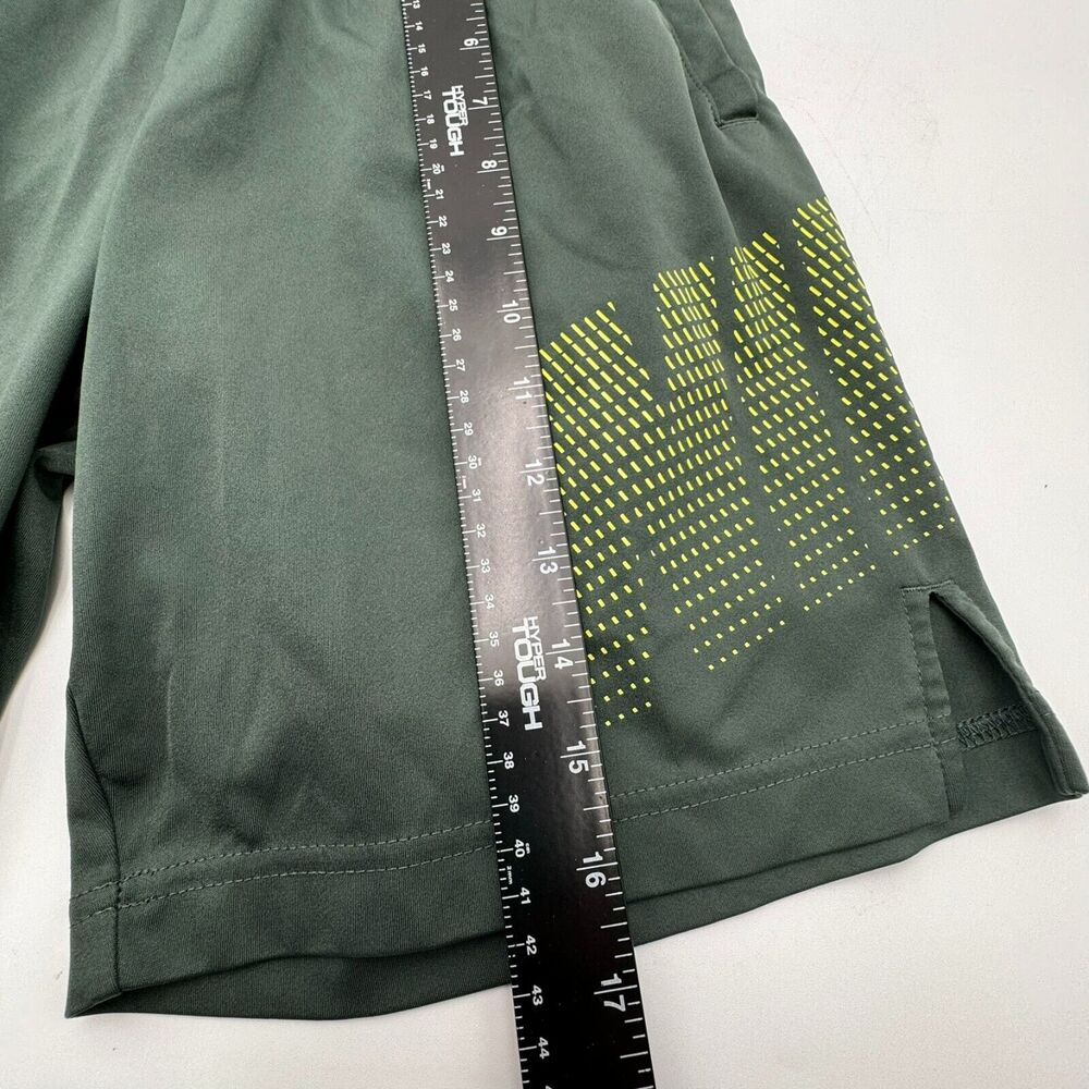 NIKE |‎ Youth Medium Dri-Fit Green Yellow Logo Training Running Shorts Pockets - Picture 6 of 7